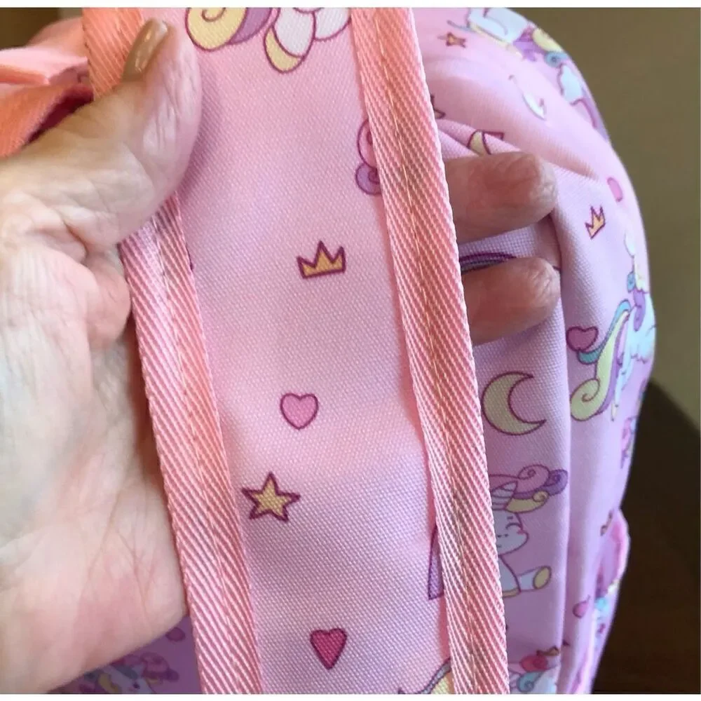 ACCMOR - NWT - Little Girls Canvas Backpack. Rainbows & Unicorns/Pink & Lavender